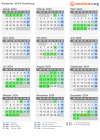 Kalender 2024 mit Ferien und Feiertagen Hamburg