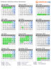 Kalender 2024 mit Ferien und Feiertagen Nordrhein-Westfalen