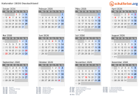 Kalender 2026 mit Ferien und Feiertagen Deutschland