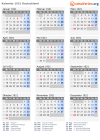 Kalender 1921 mit Ferien und Feiertagen Deutschland
