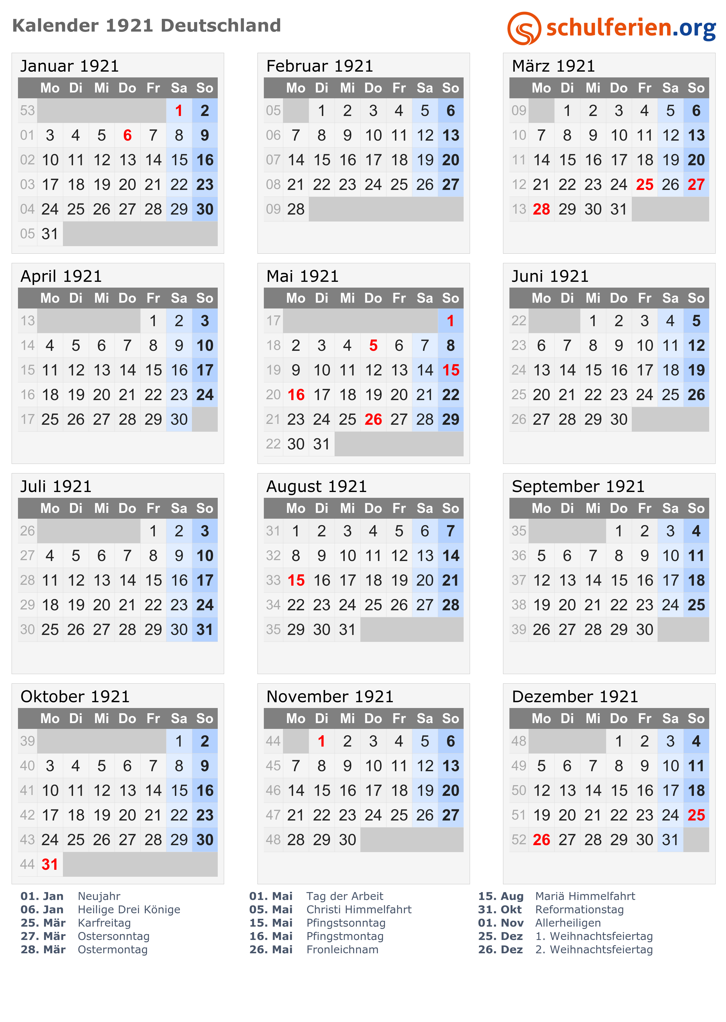 Kalender 1921