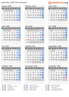 Kalender 1926 mit Ferien und Feiertagen Deutschland