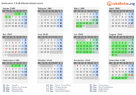 Kalender 1948 mit Ferien und Feiertagen Niederösterreich