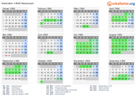 Kalender 1966 mit Ferien und Feiertagen Besançon
