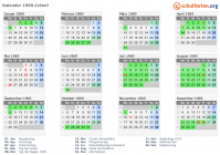 Kalender 1969 mit Ferien und Feiertagen Créteil