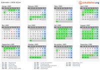 Kalender 1969 mit Ferien und Feiertagen Dijon