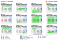 Kalender 1970 mit Ferien und Feiertagen Créteil