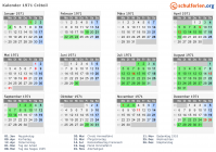 Kalender 1971 mit Ferien und Feiertagen Créteil