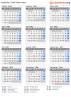 Kalender 1984 mit Ferien und Feiertagen Steiermark