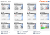 Kalender 1997 mit Ferien und Feiertagen Latium