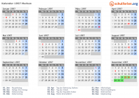 Kalender 1997 mit Ferien und Feiertagen Marken