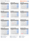 Kalender 2000 mit Ferien und Feiertagen Ligurien