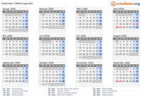 Kalender 2000 mit Ferien und Feiertagen Ligurien