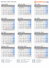 Kalender 2001 mit Ferien und Feiertagen Piemont