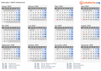 Kalender 2005 mit Ferien und Feiertagen Kalabrien