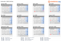 Kalender 2005 mit Ferien und Feiertagen Molise