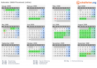 Kalender 2008 mit Ferien und Feiertagen Flevoland (mitte)