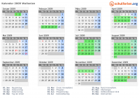 Kalender 2009 mit Ferien und Feiertagen Wallonien
