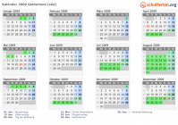 Kalender 2009 mit Ferien und Feiertagen Gelderland (süd)