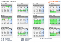 Kalender 2009 mit Ferien und Feiertagen Südholland