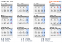 Kalender 2009 mit Ferien und Feiertagen Agder
