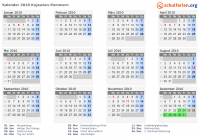 Kalender 2010 mit Ferien und Feiertagen Kujawien-Pommern