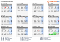 Kalender 2010 mit Ferien und Feiertagen Lublin