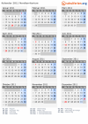 Kalender 2011 mit Ferien und Feiertagen Nordterritorium