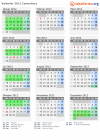 Kalender 2012 mit Ferien und Feiertagen Canterbury