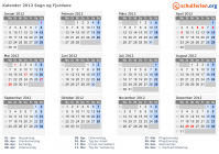 Kalender 2012 mit Ferien und Feiertagen Sogn und Fjordane