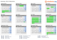 Kalender 2012 mit Ferien und Feiertagen Podlachien
