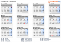 Kalender 2012 mit Ferien und Feiertagen Seychellen