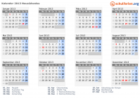 Kalender 2013 mit Ferien und Feiertagen Neusüdwales