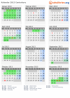 Kalender 2013 mit Ferien und Feiertagen Canterbury