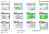 Kalender 2013 mit Ferien und Feiertagen Lublin
