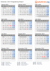 Kalender 2014 mit Ferien und Feiertagen Ringkøbing-Skjern