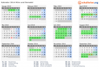 Kalender 2014 mit Ferien und Feiertagen Møre og Romsdal