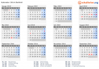 Kalender 2014 mit Ferien und Feiertagen Østfold