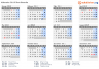 Kalender 2015 mit Ferien und Feiertagen Ikast-Brande