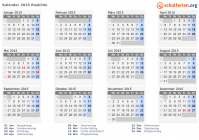 Kalender 2015 mit Ferien und Feiertagen Roskilde