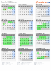 Kalender 2015 mit Ferien und Feiertagen Ligurien