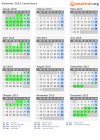 Kalender 2015 mit Ferien und Feiertagen Canterbury