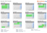 Kalender 2015 mit Ferien und Feiertagen Taranaki