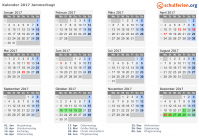 Kalender 2017 mit Ferien und Feiertagen Jammerbugt