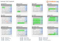 Kalender 2017 mit Ferien und Feiertagen Oppland