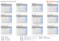 Kalender 2017 mit Ferien und Feiertagen Brünn-Stadt