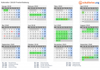 Kalender 2018 mit Ferien und Feiertagen Frederiksberg