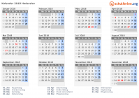 Kalender 2018 mit Ferien und Feiertagen Haderslev