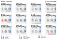 Kalender 2018 mit Ferien und Feiertagen Køge