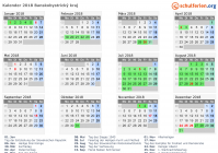 Kalender 2018 mit Ferien und Feiertagen Banskobystrický kraj